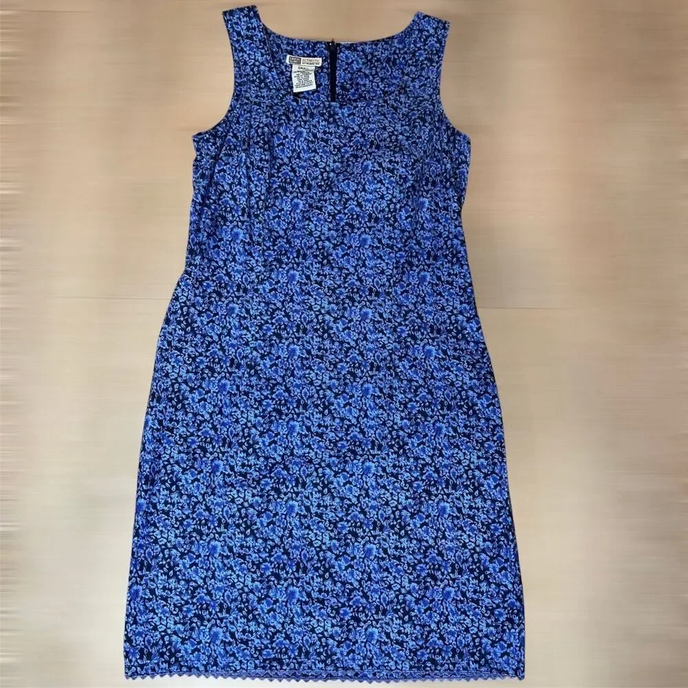 Faded Glory, Vintage Floral Sleeveless Mini Dress, 100% Cotton, Women’s Small